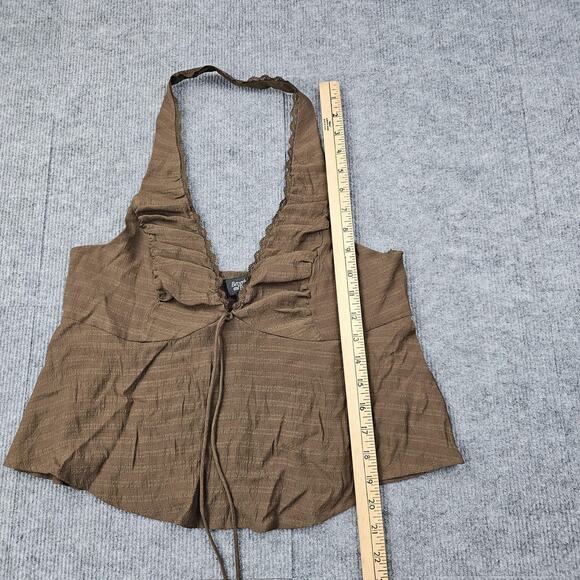 Beverly and Beck Halter Top Womens Large Y2K Brown Boho Festival Western Preppy - Picture 4 of 6